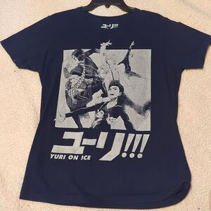 Yuri on Ice Shirt Medium Anime MANGA Blue Crunchyroll T-Shirt Skating LGBTQ